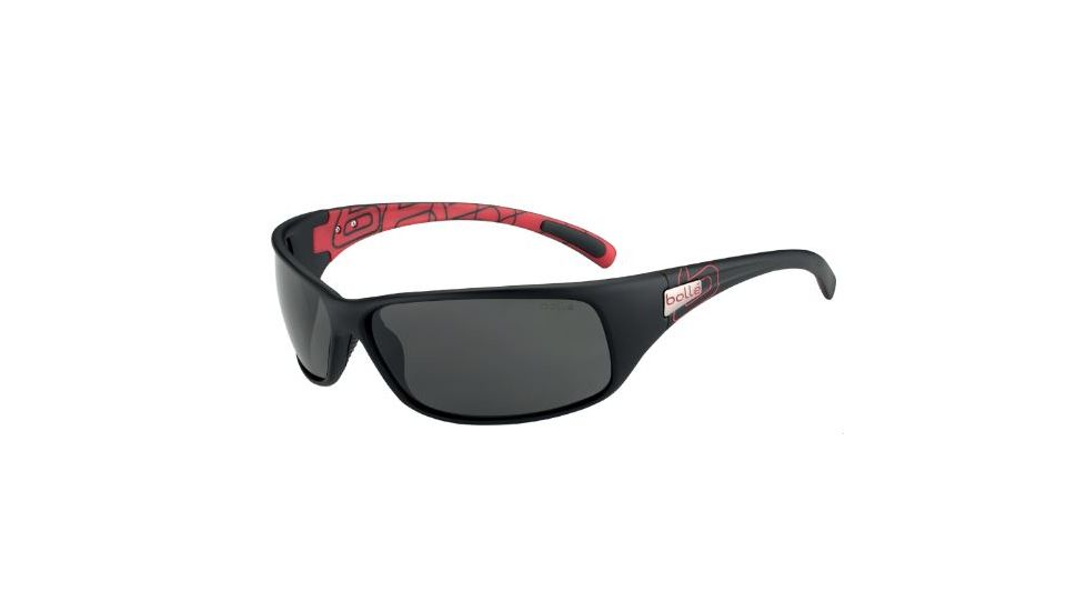 Bolle Snakes Recoil Sunglasses, Matte Black/Red Frame, TNS Rectangle Lens, 12126