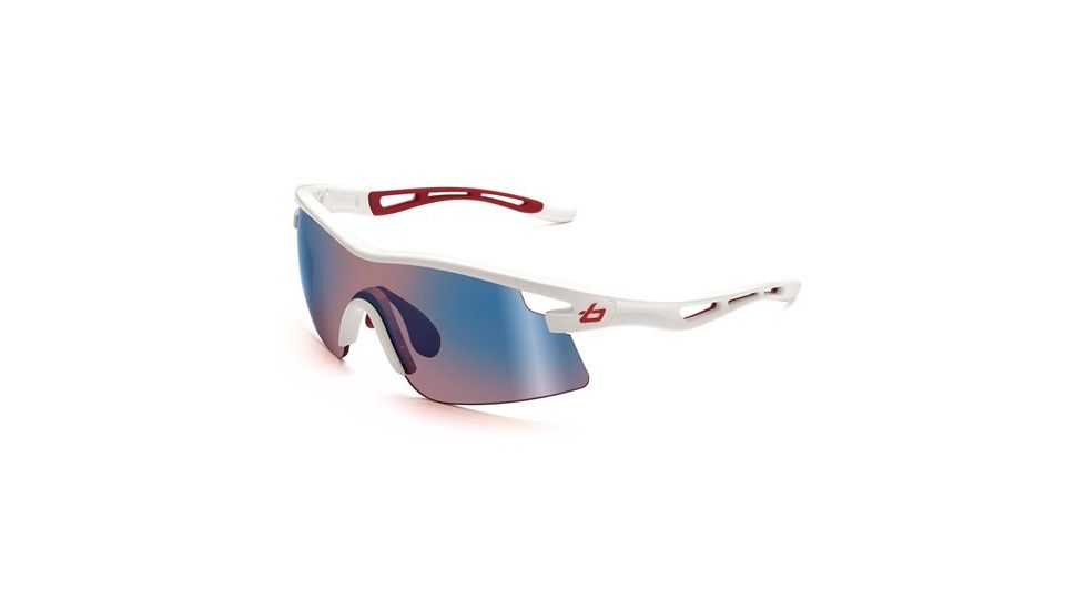 Bolle Vortex Sunglass, Shiny White Frame, Rose Blue Lens, 11411