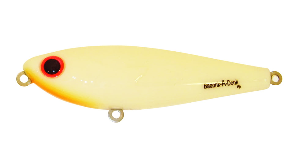 Bomber Saltwater SW Badonk Lo P Topwater Lure. 3.5in, 1/2oz, Bone/Orange Thrt, BSWDTL3349
