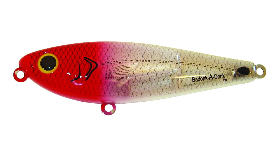Bomber Saltwater SW Badonk Lo P Topwater Lure. 3.5in, 1/2oz, Red Head Flash, BSWDTL3345
