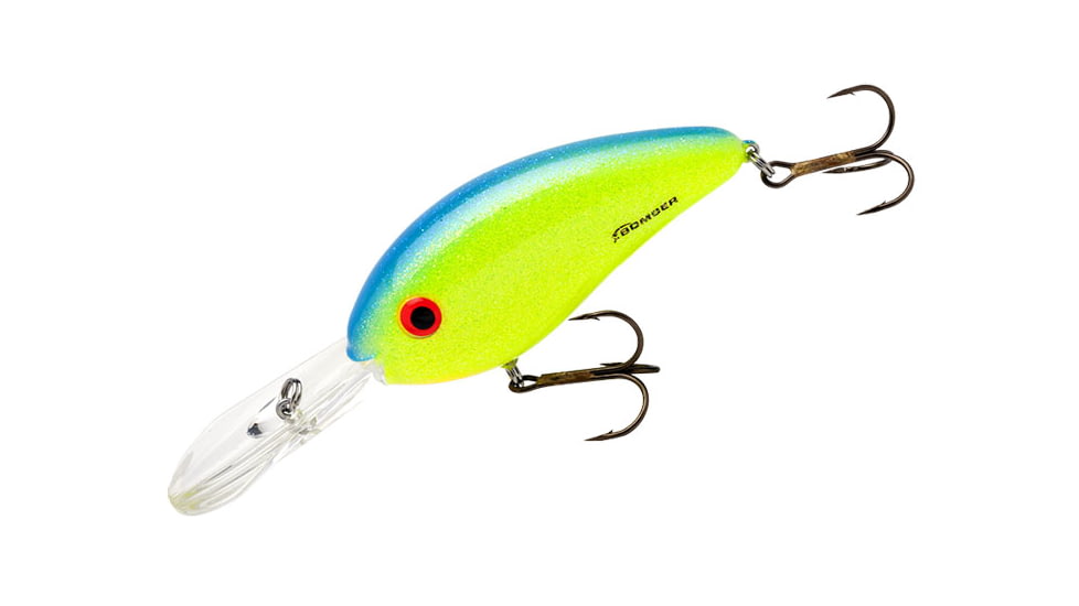 Bomber Fat Free Shad Crankbait, 3in, 1oz, Chart/Blue Sparkle, BD7FCBSP