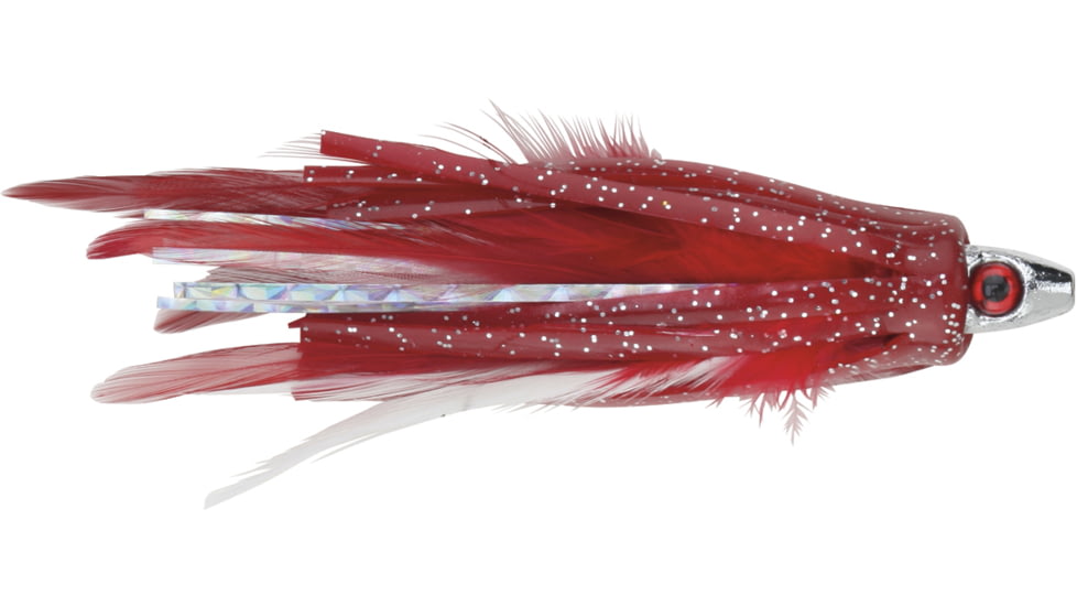 Boone Bait Feather Trolling Jig, 4in, 1/4oz, Red/White, 2/Pack, 9537