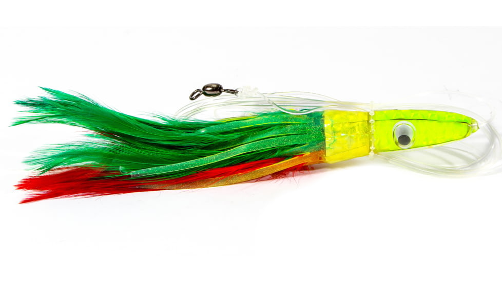 Boone Bait Tuna Treat Rigged Trolling Feather, 6in 6/0 Hook, 1-1/2oz, Mexican Flag, 51485