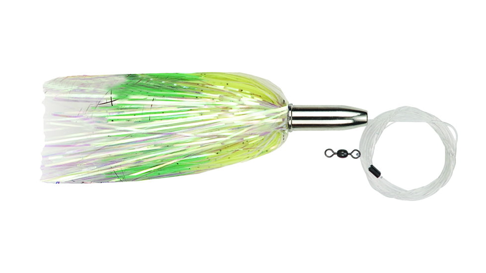 Boone Bait Turbo Hammer Rigged Trolling Lure, 5 1/2in 6/0 Hook, 3/4oz, Pearl/Chartreuse, 18905