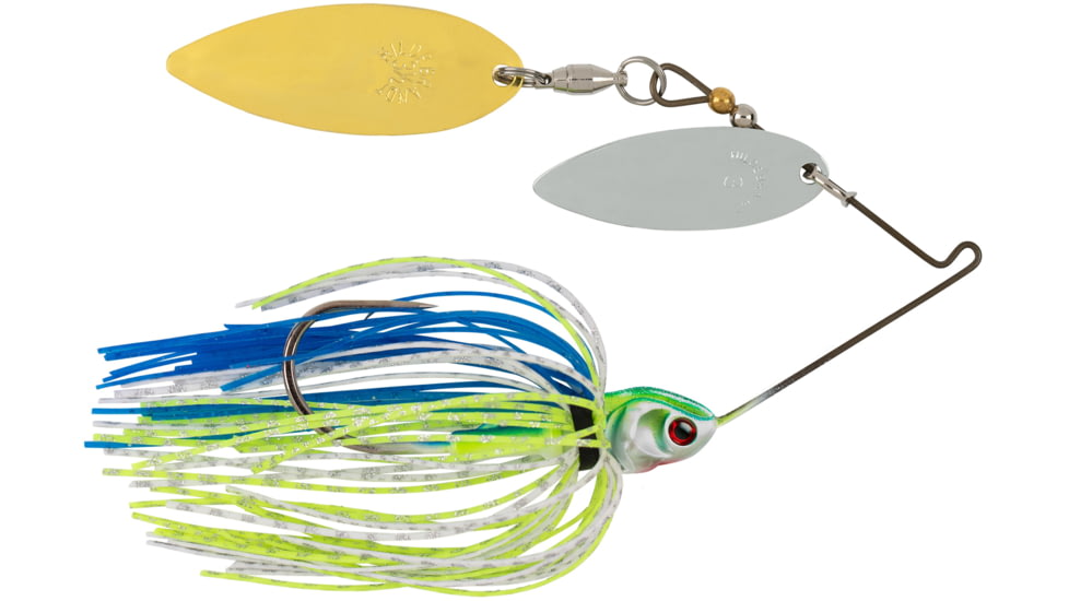 Booyah Covert Finesse Spinnerbait, Double Willow Blade, 3/8oz, 4in, Wht/Chart/Blue, BYCVF38NGW730