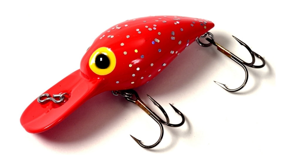 Brads Magnum Wiggler Crankbait, Floating/Sinking, Fluorescent Red with Silver Flakes, 3 3/4in, 3/4oz, WMW-009