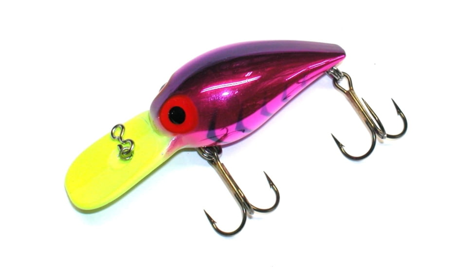 Brads Wiggler Crankbait, Floating/Sinking, Cerise with Purple Herringbone with Chartreuse Bil, 3in, 3/8oz, BW-94