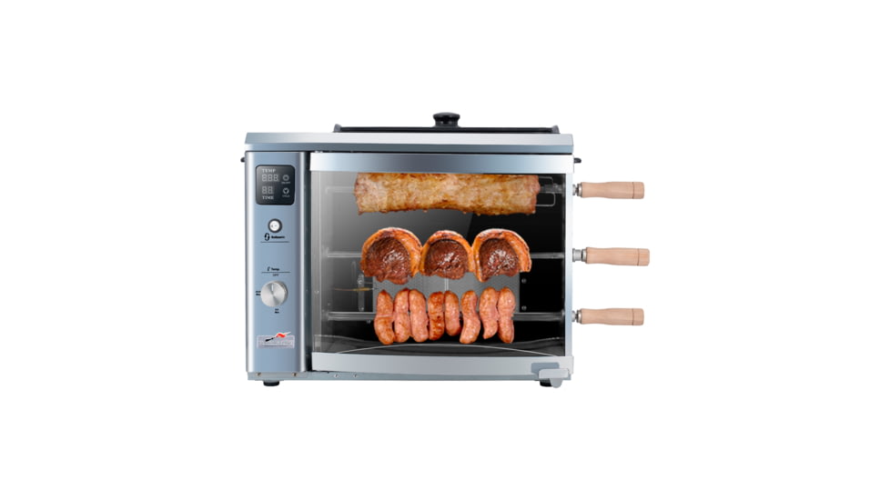 BRAZILIAN FLAME 03-LXK Silver Gas Rotisserie 3 Skewer Grill, Silver, BG-03 LXK Silver