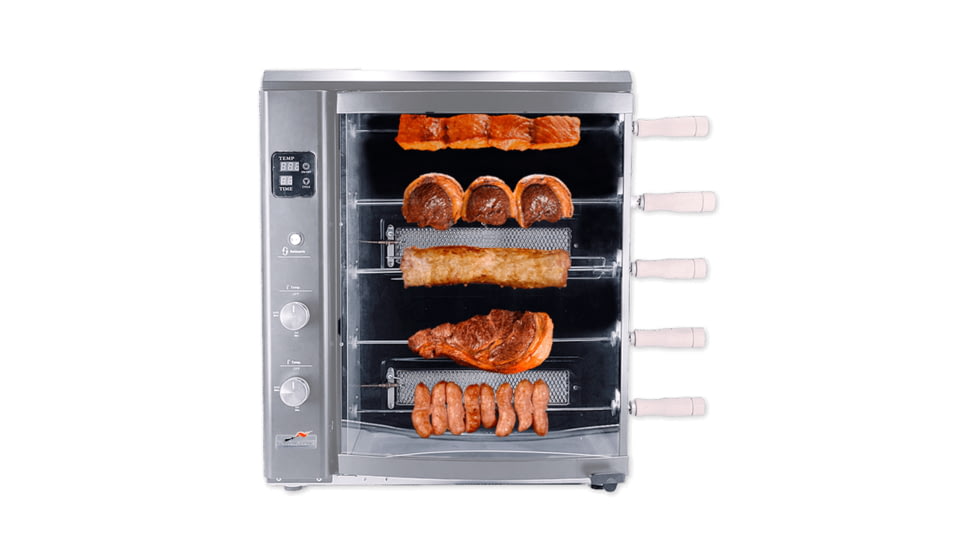BRAZILIAN FLAME 05-LX Silver Gas Rotisserie 5 Skewer Grill, Silver, BG-05 LX Silver