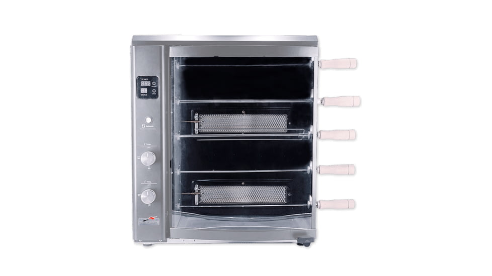 BRAZILIAN FLAME 05-LX Silver Gas Rotisserie 5 Skewer Grill, Silver, BG-05 LX Silver