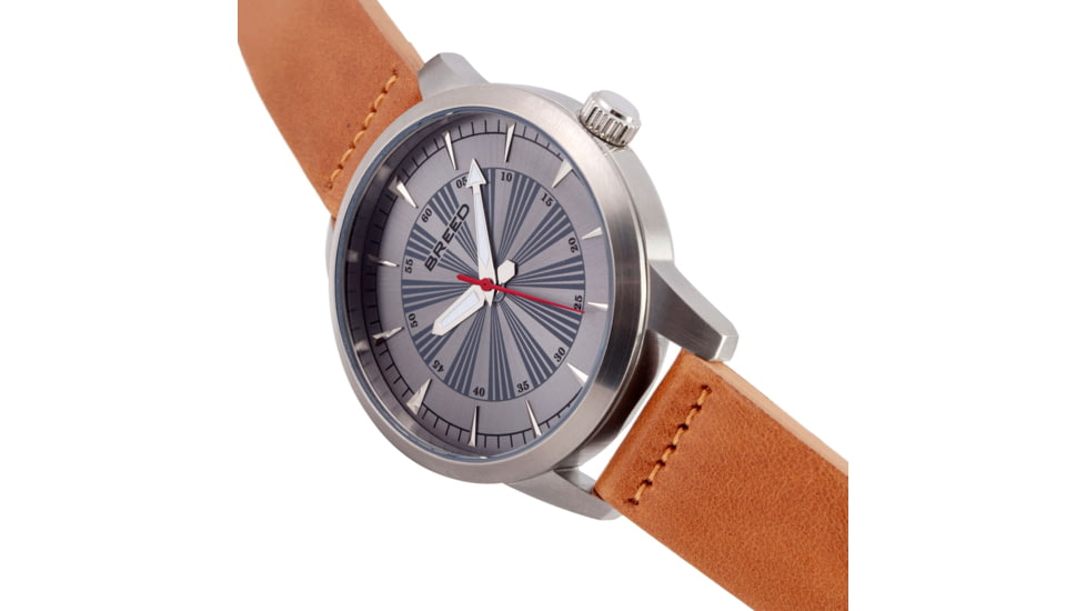 Breed Renegade Leather Band Watches - Mens, Grey/Brown, One Size, BRD7703