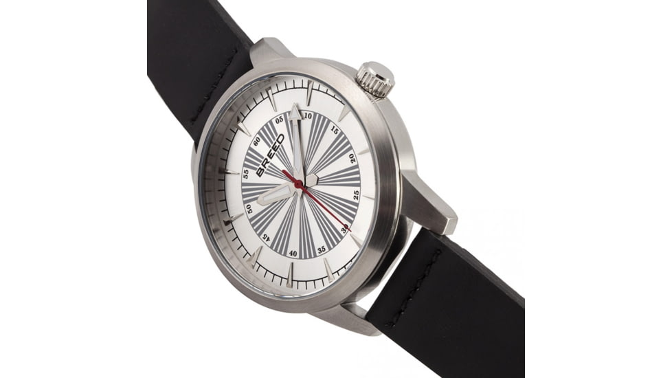 Breed Renegade Leather Band Watches - Mens, Silver/Black, One Size, BRD7701