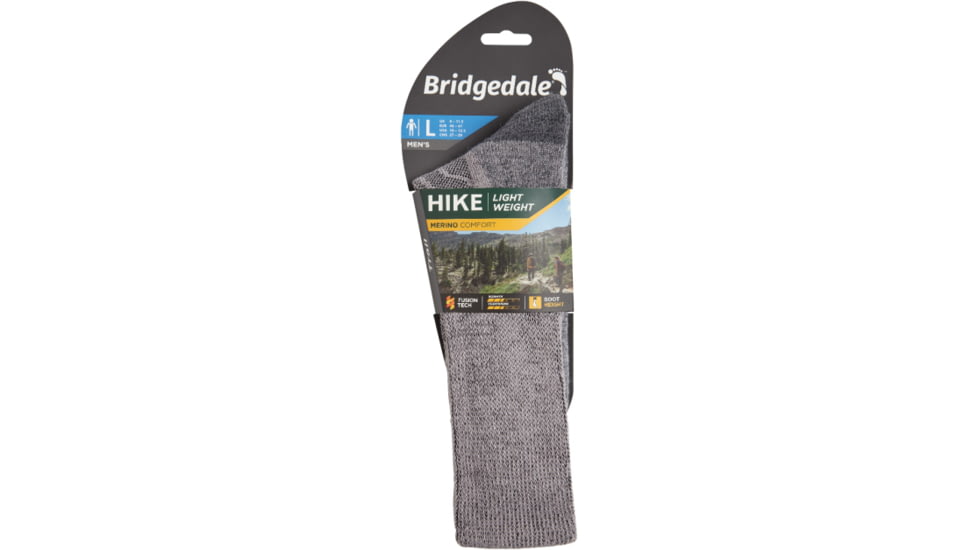 Bridgedale Hike Lightweight Merino Comfort Boot Socks - Mens, Grey, Large, 710514-806-L