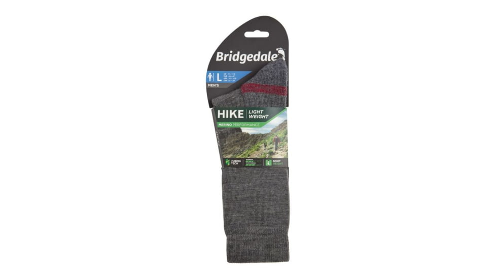 Bridgedale Hike Lightweight Merino Endurance Boot Socks - Mens, Grey Heather, Medium/Extra Large, 710152-124-MLXL