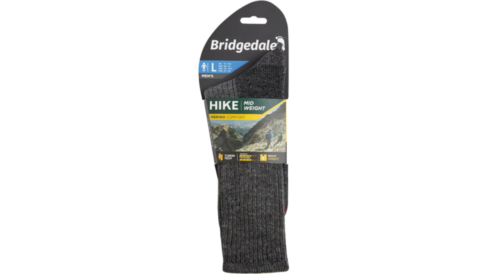 Bridgedale Hike Midweight Merino Comfort Boot Socks - Mens, Charcoal, Medium/Extra Large, 710596-832-MLXL