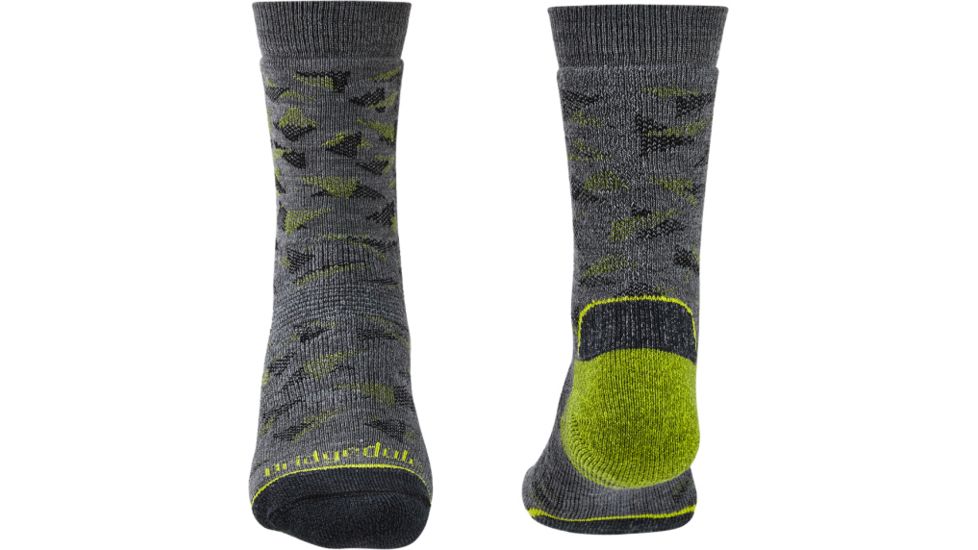 Bridgedale Hike Midweight Merino Endurance Boot Pattern Socks - Mens, Grey/Lime, Extra Large, 710092-118-XL
