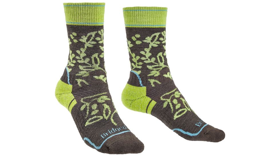 Bridgedale Hike Midweight Merino Endurance Boot Pattern Socks - Womens, Brown/Lime, Small, 710093-120-S