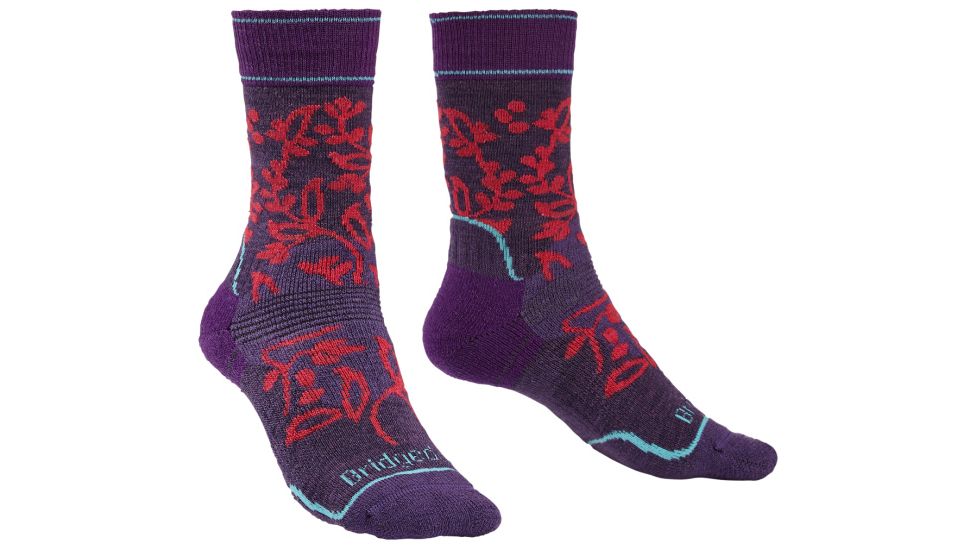 Bridgedale Hike Midweight Merino Endurance Boot Pattern Socks - Womens, Purple/Pink, Small, 710093-121-S