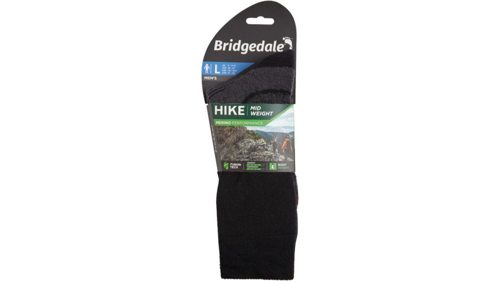 Bridgedale Hike Midweight Merino Endurance Boot Socks - Mens, Black, Medium, 710169-846-M