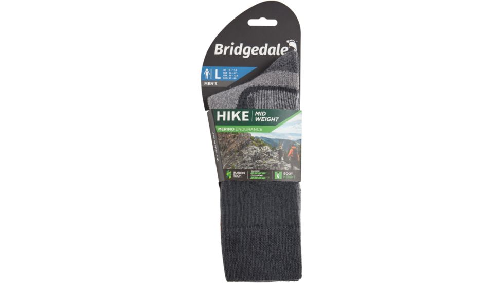 Bridgedale Hike Midweight Merino Endurance Boot Socks - Mens, Grey/Dark Grey, Medium, 710169-013-M