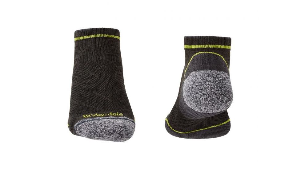 Bridgedale Hike Ultralight Coolmax Performance Low Socks - Mens, Graphite/Lime, Extra Large, 710135-140-XL