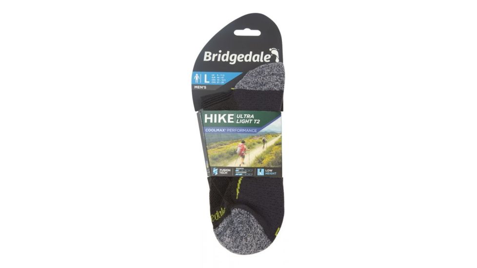 Bridgedale Hike Ultralight Coolmax Performance Low Socks - Mens, Graphite/Lime, Extra Large, 710135-140-XL