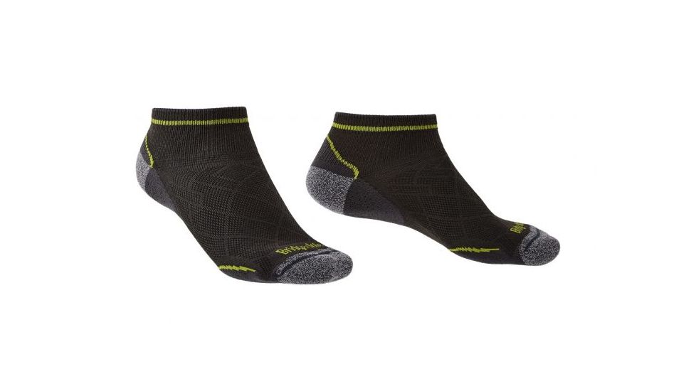 Bridgedale Hike Ultralight Coolmax Performance Low Socks - Mens, Graphite/Lime, Extra Large, 710135-140-XL