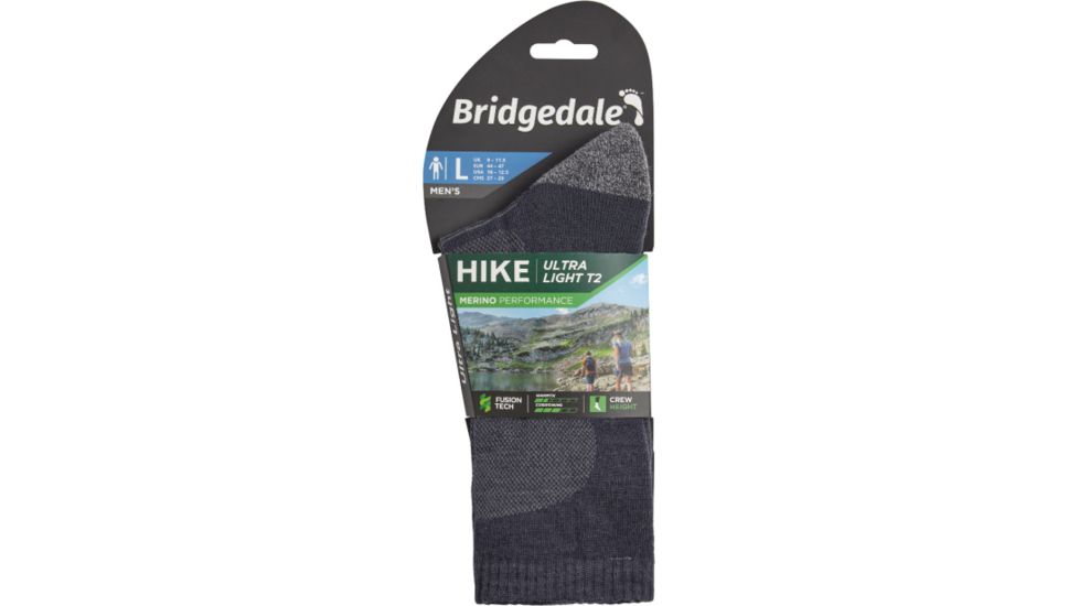Bridgedale Hike Ultralight Merino Endurance Crew Socks - Mens, Navy, Large, 710099-445-L
