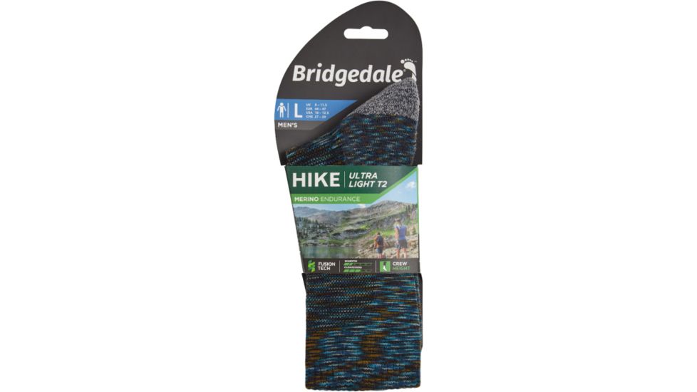 Bridgedale Hike Ultralight Merino Endurance Crew Socks - Mens, MuLighti Green, Extra Large, 710098-128-XL