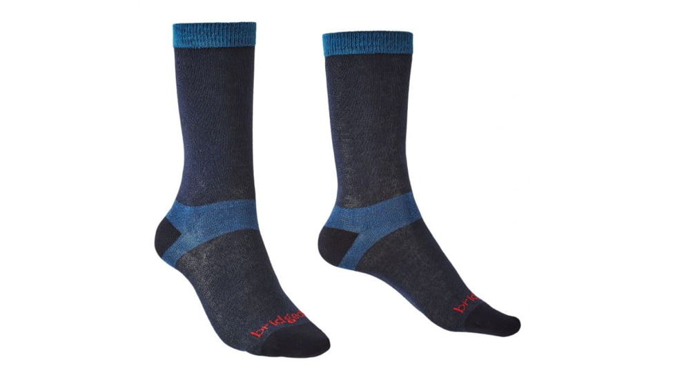 Bridgedale Liner Base Layer COOLMAX Liner Boot, 2-Pack Socks - Womens, Navy, Small, 710605-445-S