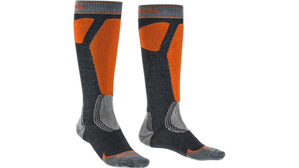 Bridgedale Ski Easy On Socks - Mens, Gunmetal/Orange, Medium, 710102-037-M