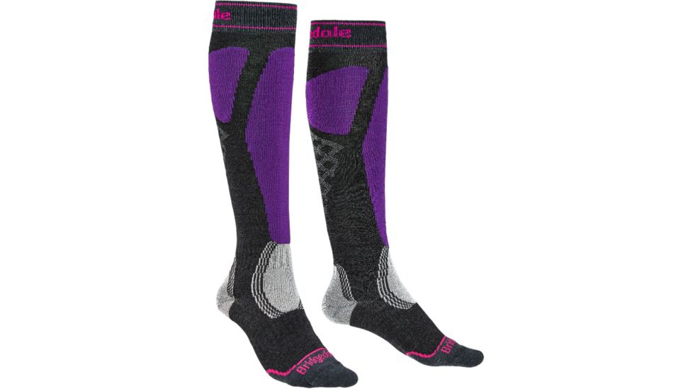 Bridgedale Ski Easy On Socks - Womens, Graphite/Purple, Small, 710103-134-S