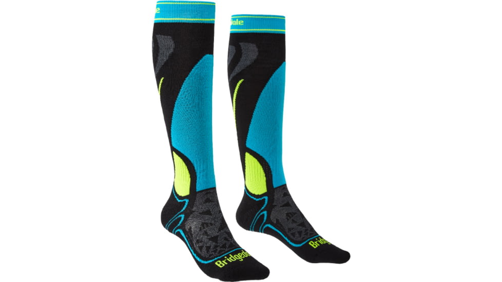Bridgedale Ski Junior Racer Socks - Mens, Black/Fluo Yellow, Medium, 710558-076-M