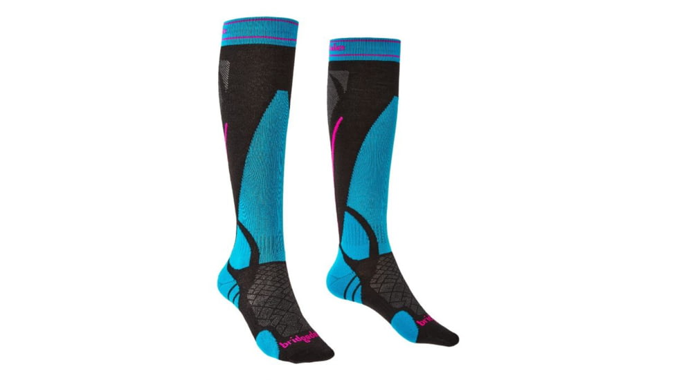 Bridgedale Ski Lightweight Socks - Womens, Black/Blue, Small, 710637-007-S