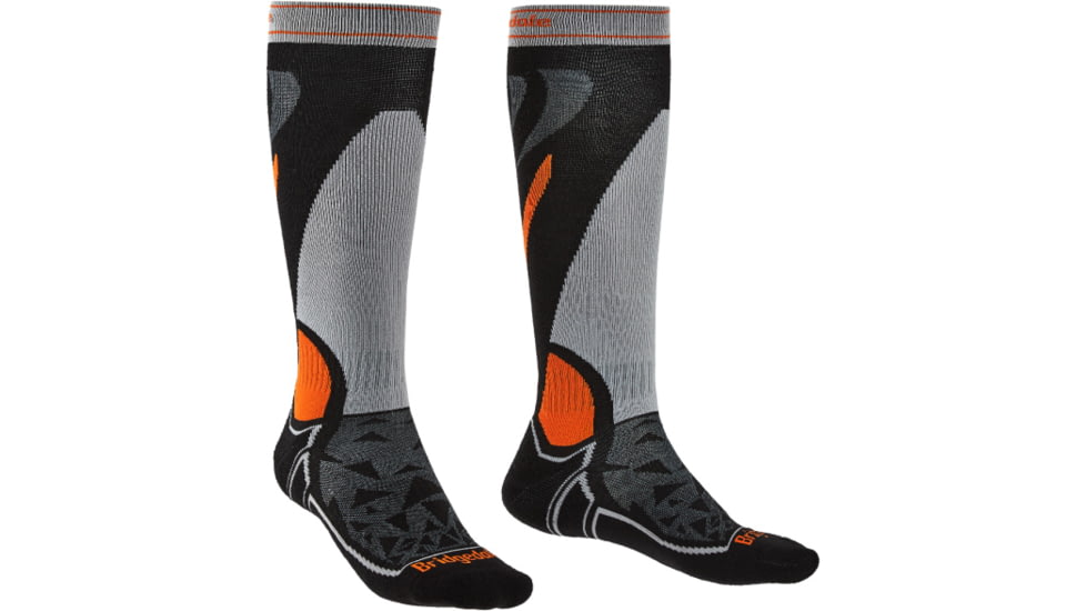 Bridgedale Ski Midweight Socks - Mens, Black/Silver, Medium, 710556-822-M
