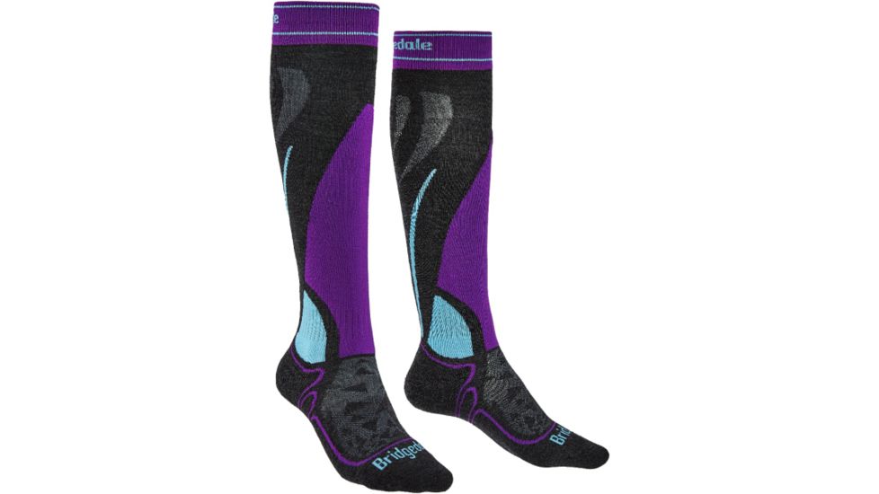 Bridgedale Ski Midweight Socks - Womens, Graphite/Purple, Medium, 710638-134-M