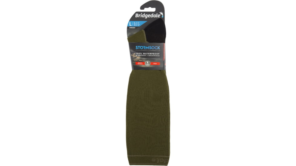 Bridgedale StormSock Heavyweight Knee Socks - Mens, Olive/Black, Small, 710075-738-S