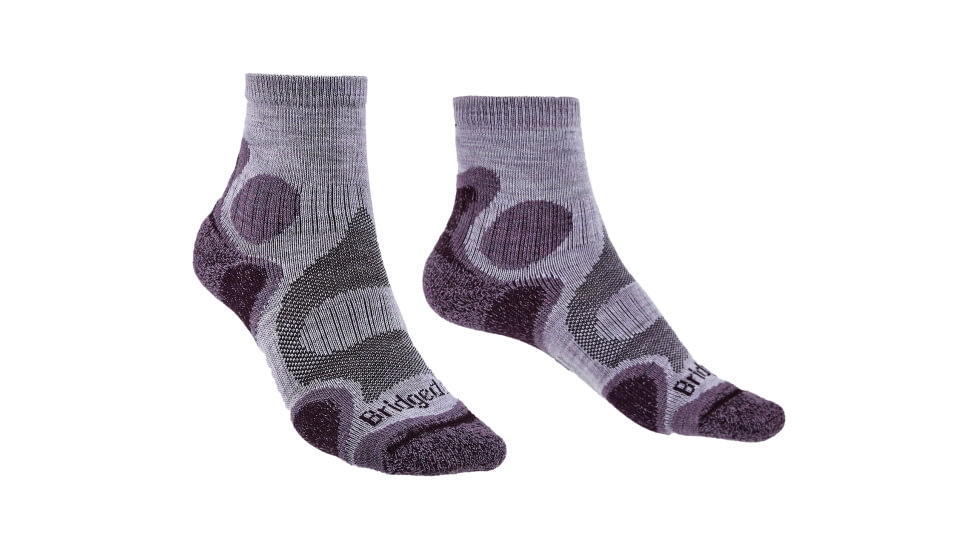 Bridgedale Trailsport Lightweight T2 Merino Cool Comfort 3/4 Crew Socks - Womens, Heather/Damson, Small, 710610-814-S