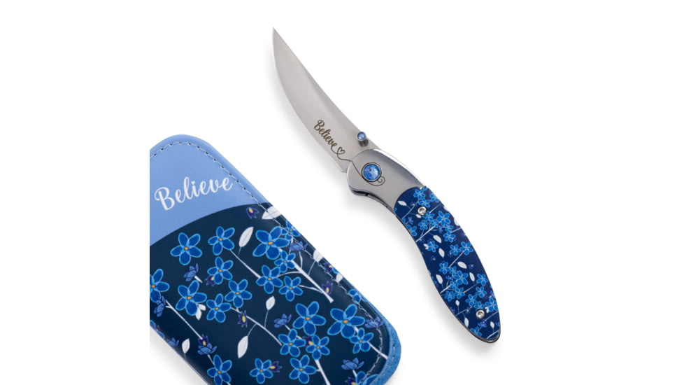 Brighten Blades Believe Folding Knife w/ Case, 2.56in, 8Cr13MoV Stainless Steel, Clip Point, Multi, BB-110