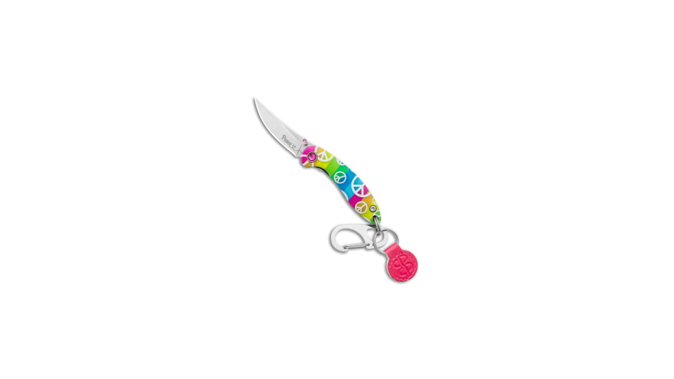 Brighten Blades Brighten Blades PEACE Keychain Frame Lock Knife Rainbow Aluminum 1.7" Satin, Blue/Pink/Yellow, Stainless Steel, adult, BHQ-138657