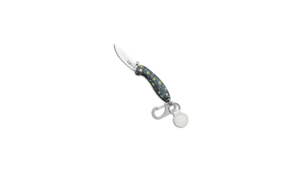 Brighten Blades Brighten Blades WISH Keychain Frame Lock Knife Dandelion Aluminum 1.7" Satin, Black/Yellow, Stainless Steel, adult, BHQ-138659