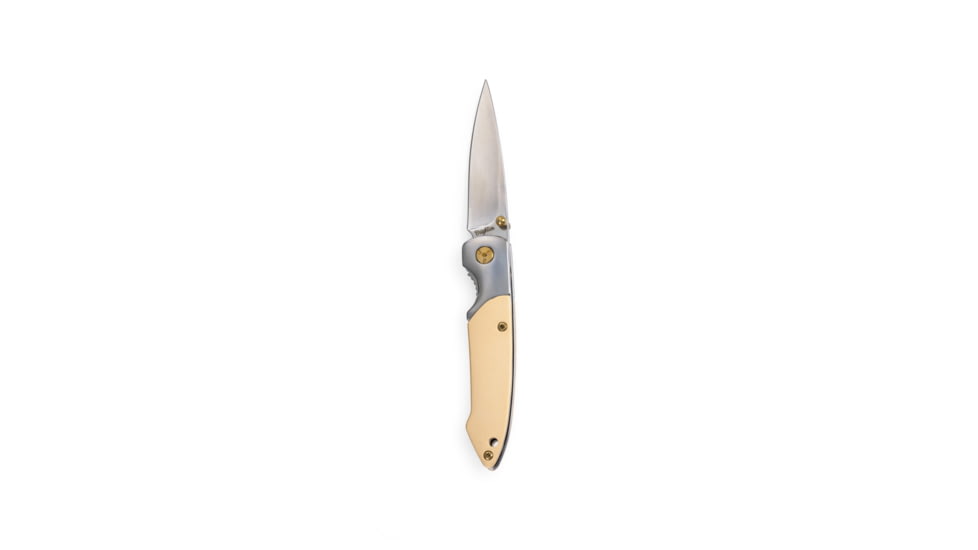 Brighten Blades Digger Not So Heavy Metal Knife w/Case, 2.5in, 8Cr13MoV Stainless Steel, Drop Point, Tan, BB-126