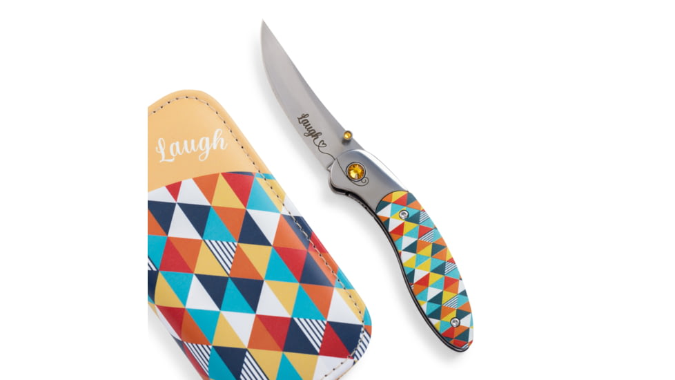 Brighten Blades Laugh Folding Knife w/ Case, 2.56in, 8Cr13MoV Stainless Steel, Clip Point, Multi, BB-101
