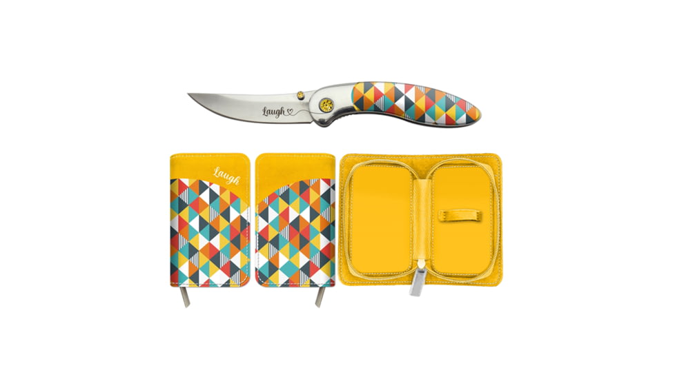 Brighten Blades Laugh Folding Knife w/ Case, 2.56in, 8Cr13MoV Stainless Steel, Clip Point, Multi, BB-101