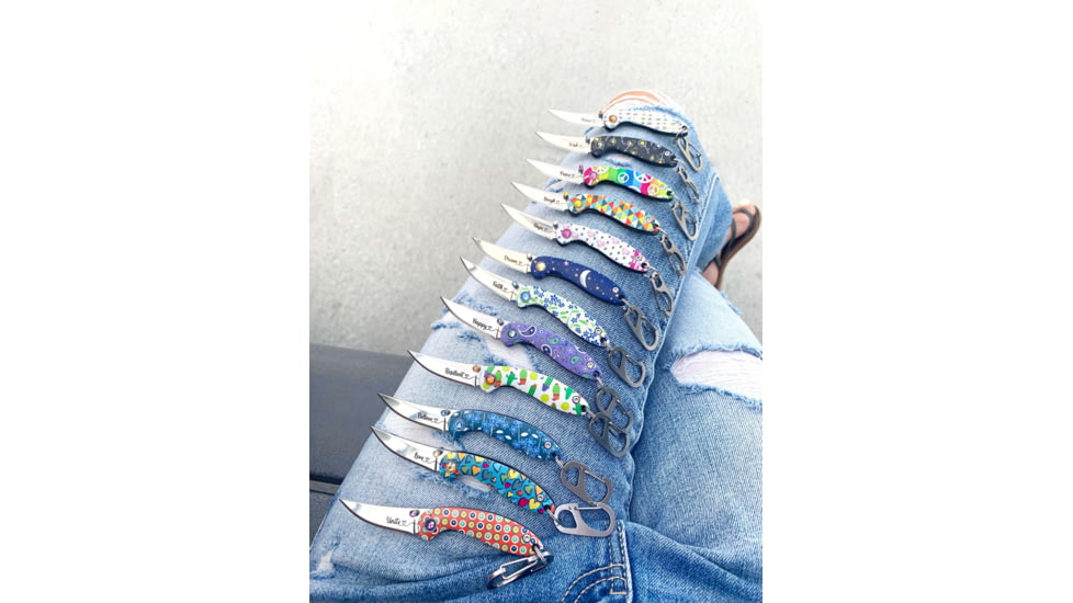 Brighten Blades Gold Keychain Not So Heavy Metal Knife, 1.625in, 8Cr13MoV Stainless Steel, Drop Point, BB-134