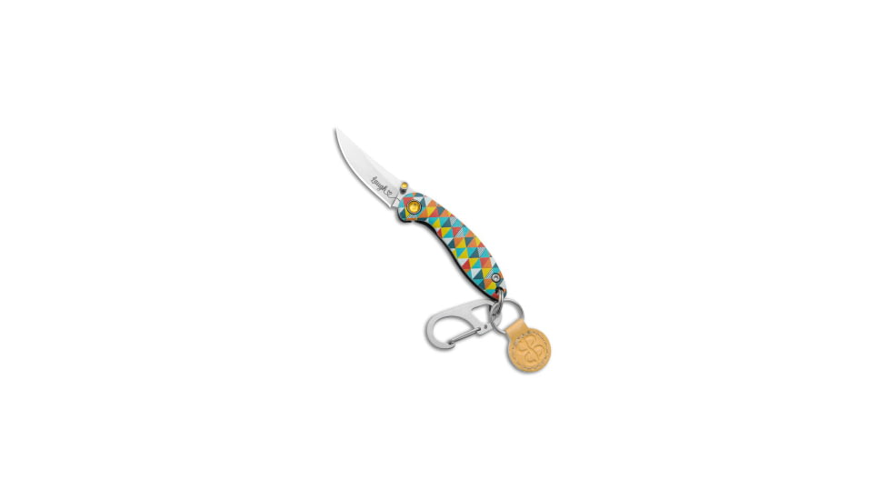 Brighten Blades Brighten Blades LAUGH Keychain Frame Lock Knife Aluminum 1.7" Satin, Blue/Orange/White, Stainless Steel, adult, BHQ-138649