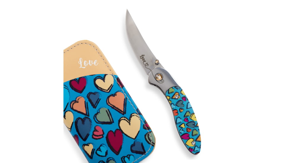Brighten Blades Love Folding Knife w/ Case, 2.56in, 8Cr13MoV Stainless Steel, Clip Point, Multi, BB-108