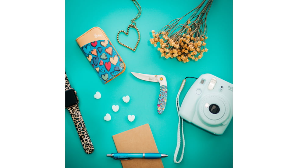 Brighten Blades Love Folding Knife w/ Case, 2.56in, 8Cr13MoV Stainless Steel, Clip Point, Multi, BB-108