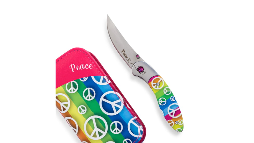 Brighten Blades Peace Folding Knife w/ Case, 2.56in, 8Cr13MoV Stainless Steel, Clip Point, Multi, BB-109