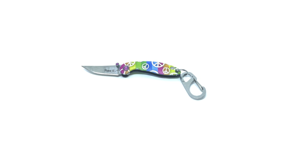 Brighten Blades Peace Keychain Folding Knife, 1.6in, 8Cr13MoV Stainless Steel, Clip Point, BB-121